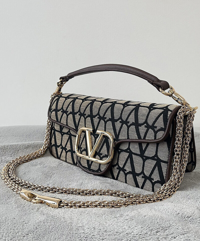Valentino Loco Toile Iconographe Shoulder Bag Dark Coffee